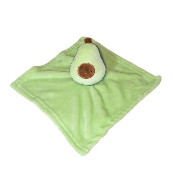 Modern Baby Plush Avocado Green Rattle Lovey Security Blanket 12" X 12" - Picture 2 of 4